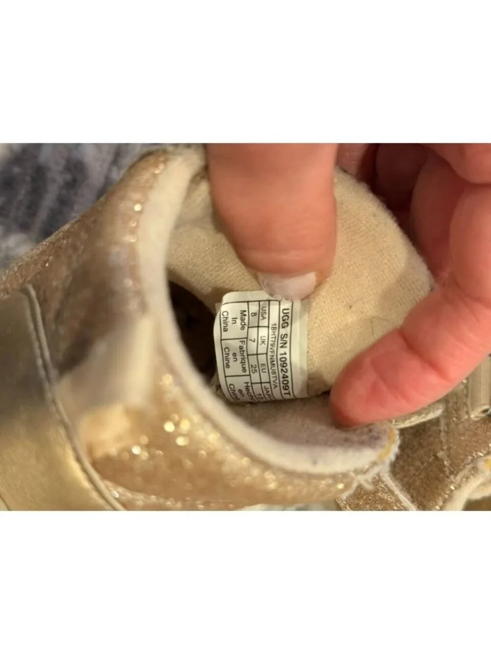 UGG toddler size 8 Pritchard Sparkles Trainer Gold Sneaker Boots S/N 1092409T
